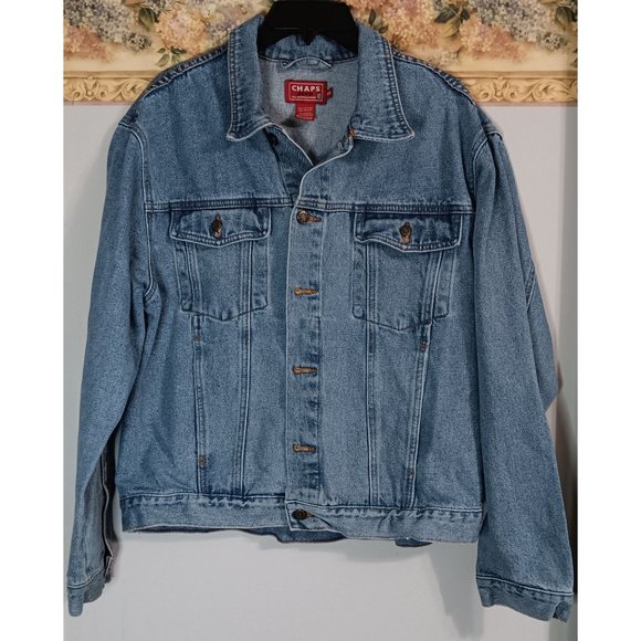 Chaps Medium Denim Blue Vintage Trucker Classic Outdoor Rock Festival Jacket